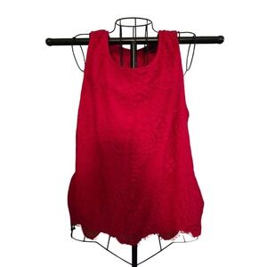 Three Pink Hearts - Ladies Red Lace Top - SZ XL - Pit to Pit 19" Length 22"